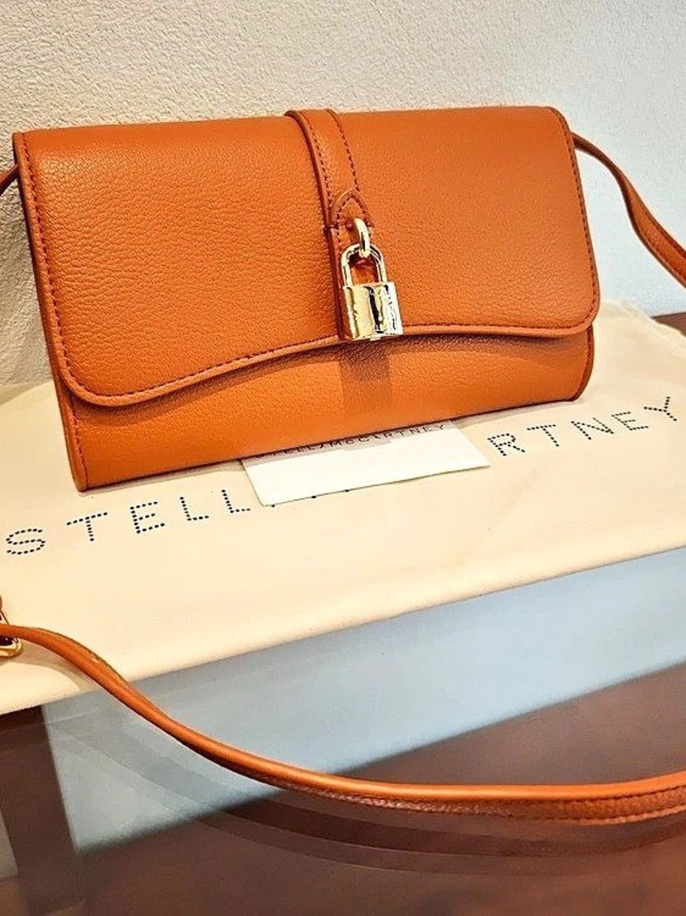 Stella McCartney Ryder Flap Crossbody Bag Orange - Picture 6 of 8